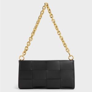 Charles & Keith Black Woven Handle Bag